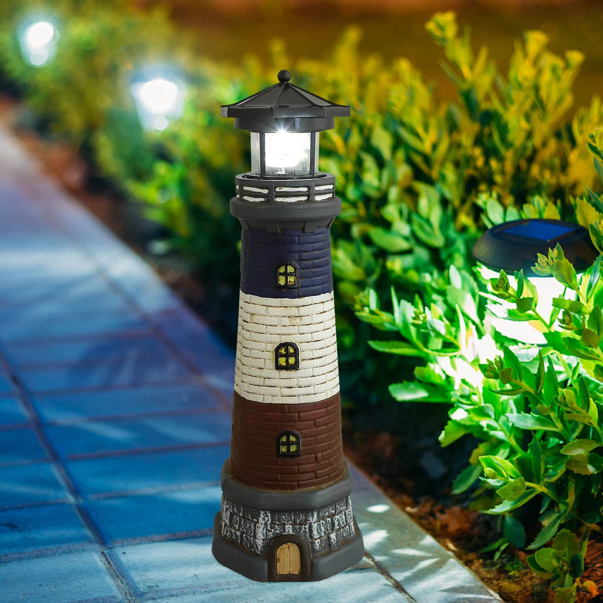 Solar Lighthouse Garden Lights Outdoor Waterproof Resin Statue Lamp M7048