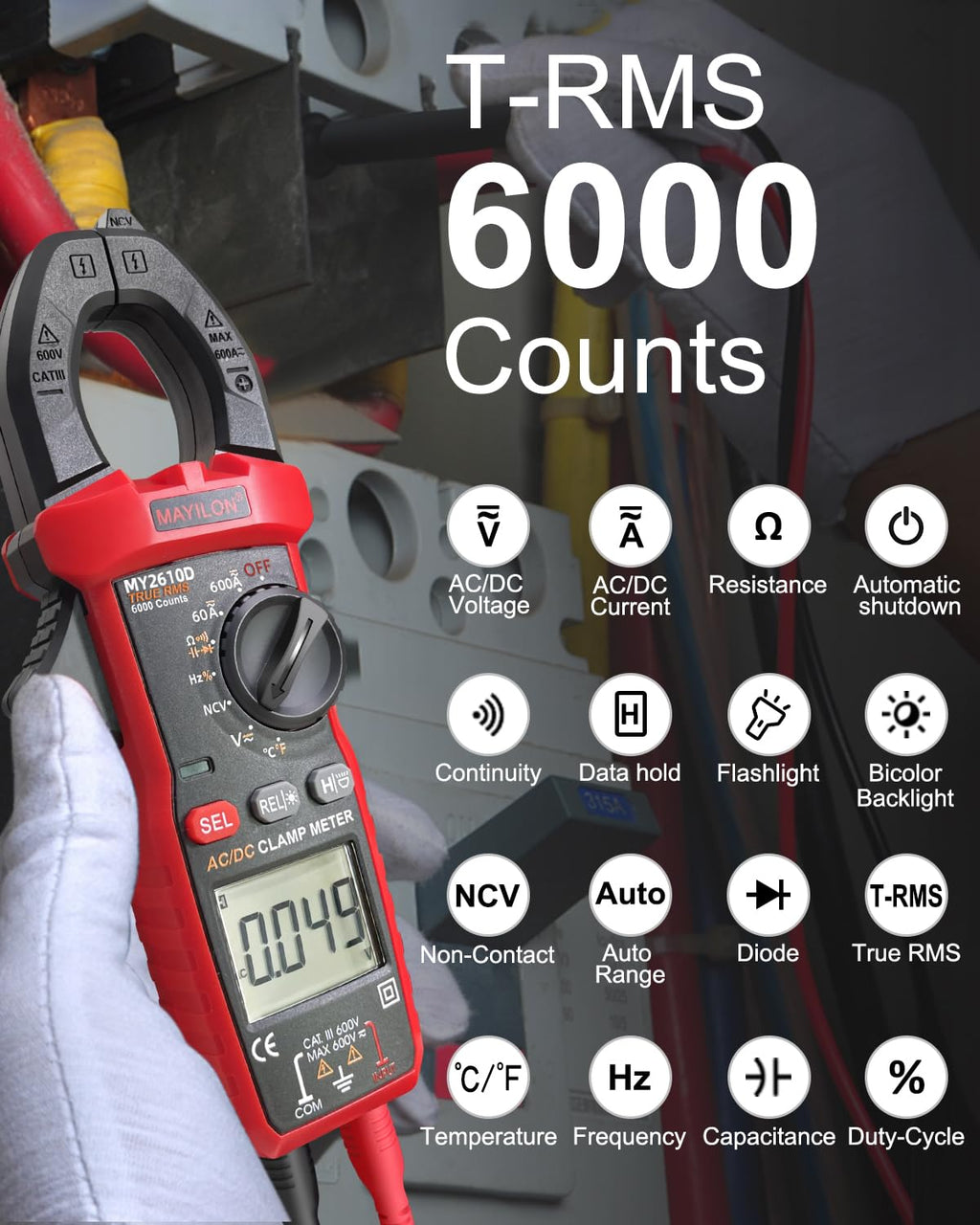 Digital Clamp Meter TRMS 6000 Counts C745301