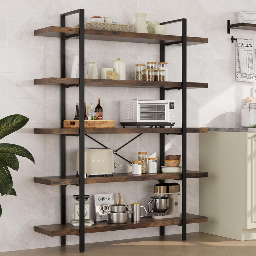 5 Tier Rustic Open Bookshelf C10724