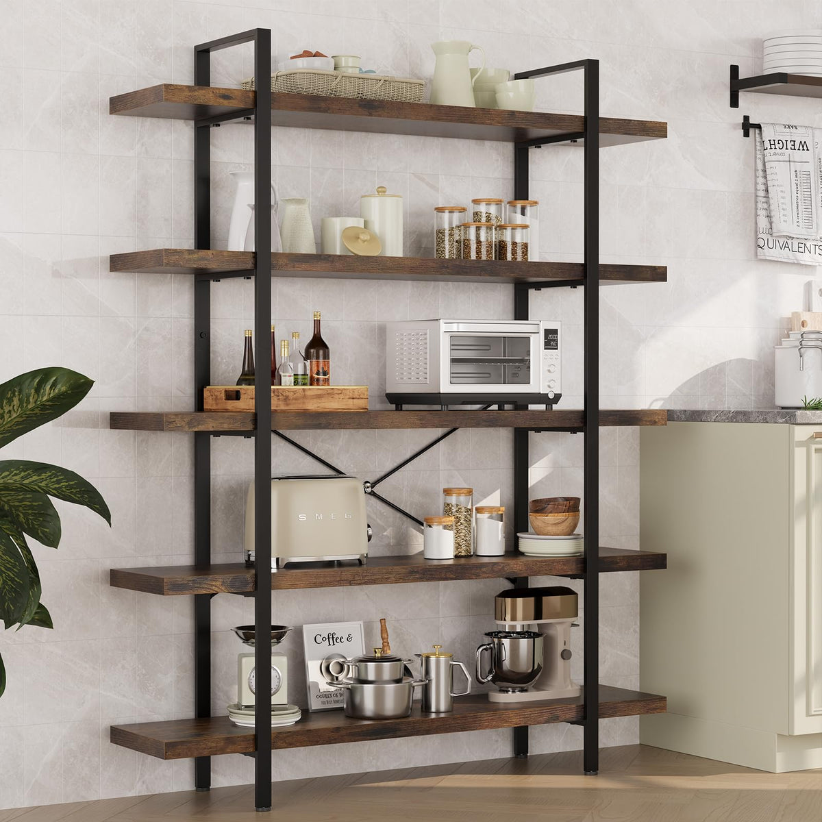 5 Tier Rustic Open Bookshelf C10724