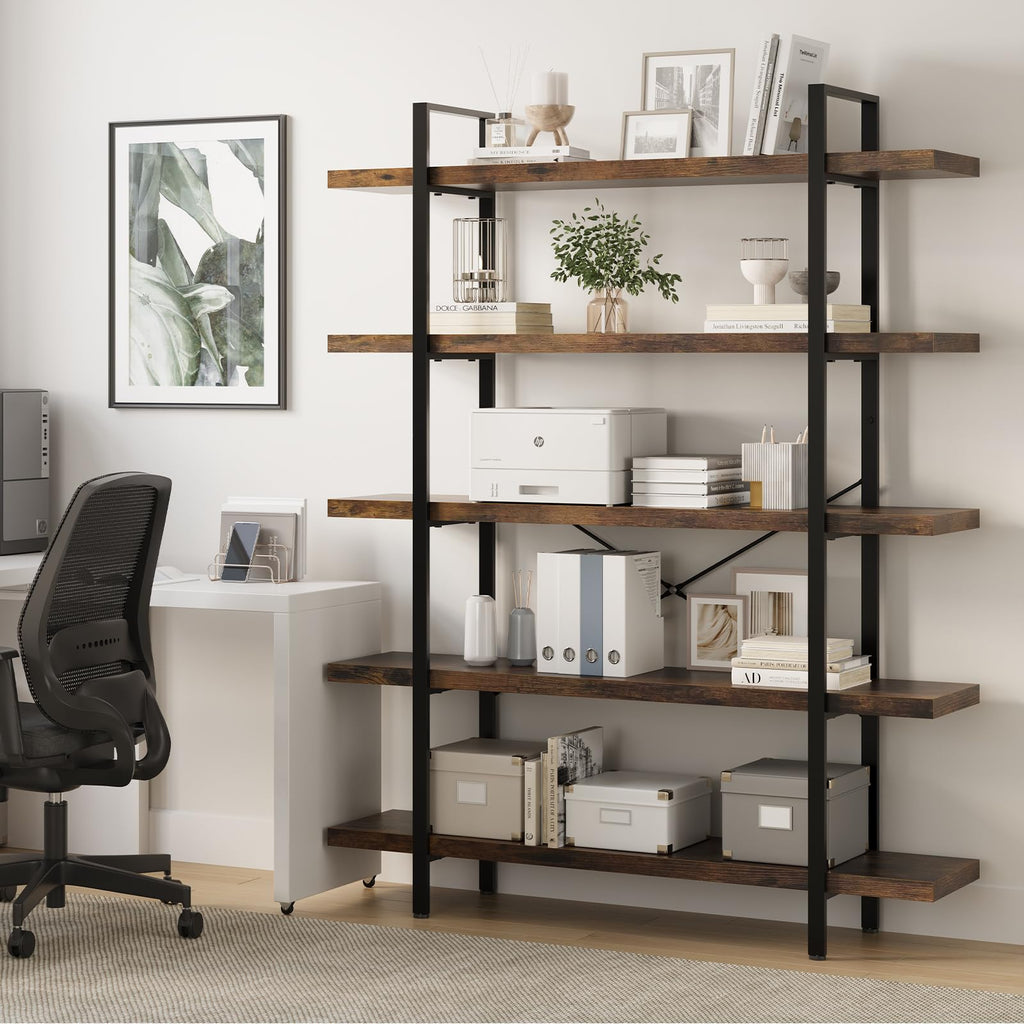 5 Tier Rustic Open Bookshelf C10724
