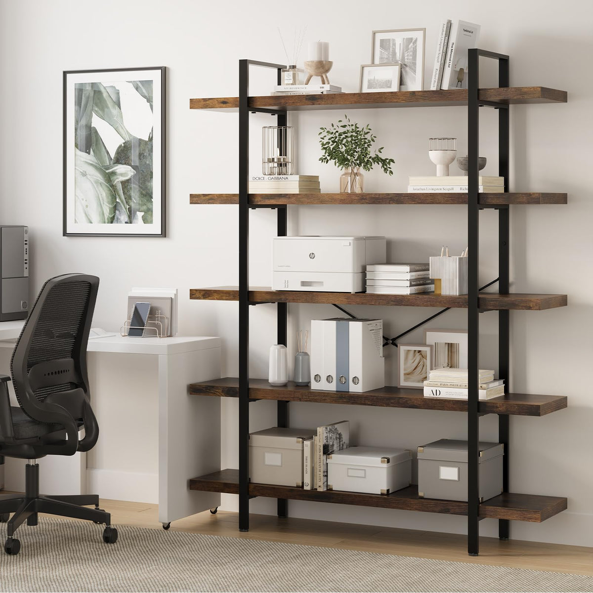 5 Tier Rustic Open Bookshelf C10724