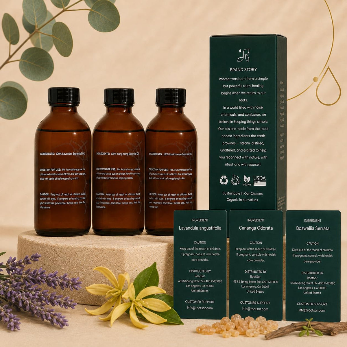 3 Pack Lavender Ylang Ylang Frankincense Essential Oils 4 Fl Oz F213