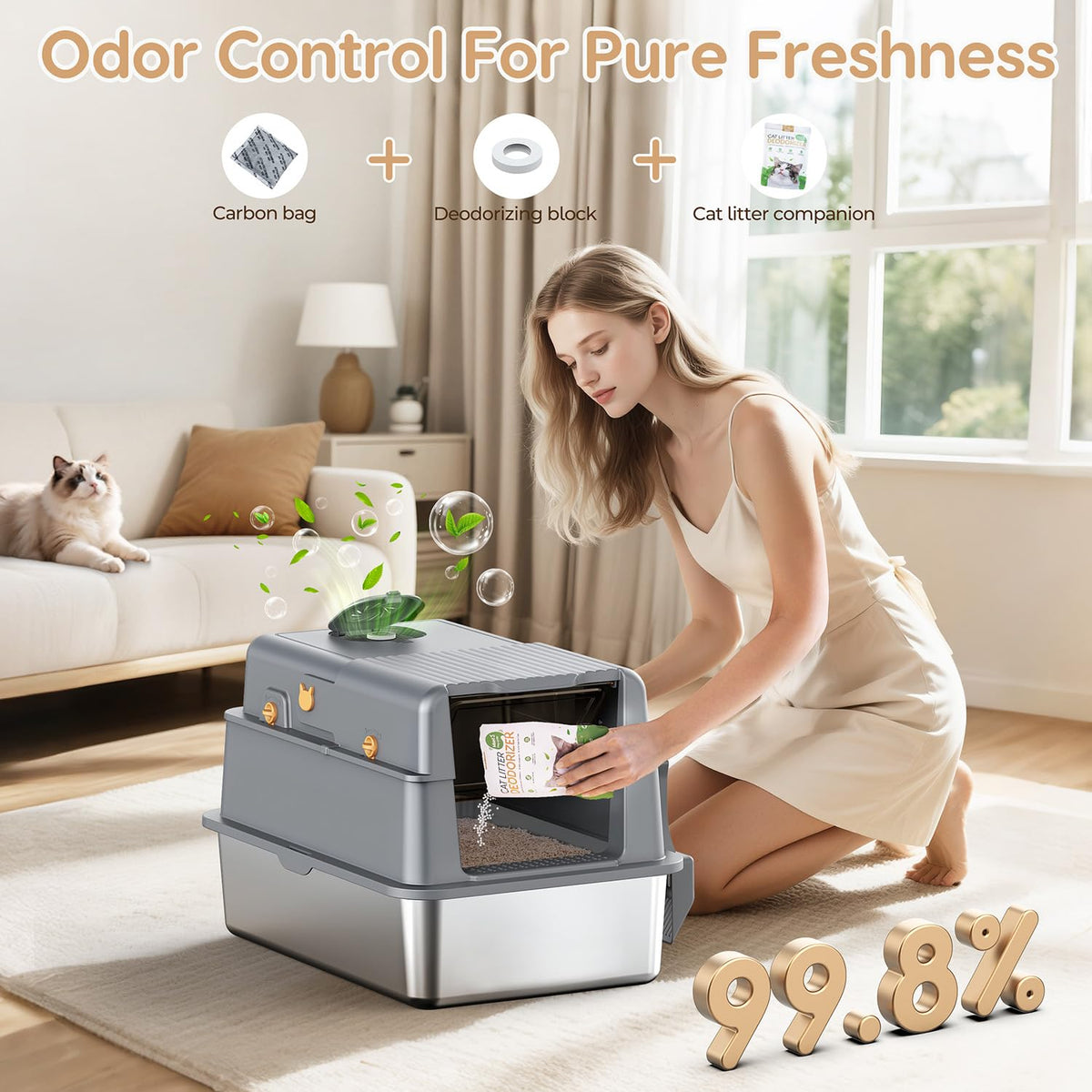 Stainless Steel Litter Box with Lid O2367