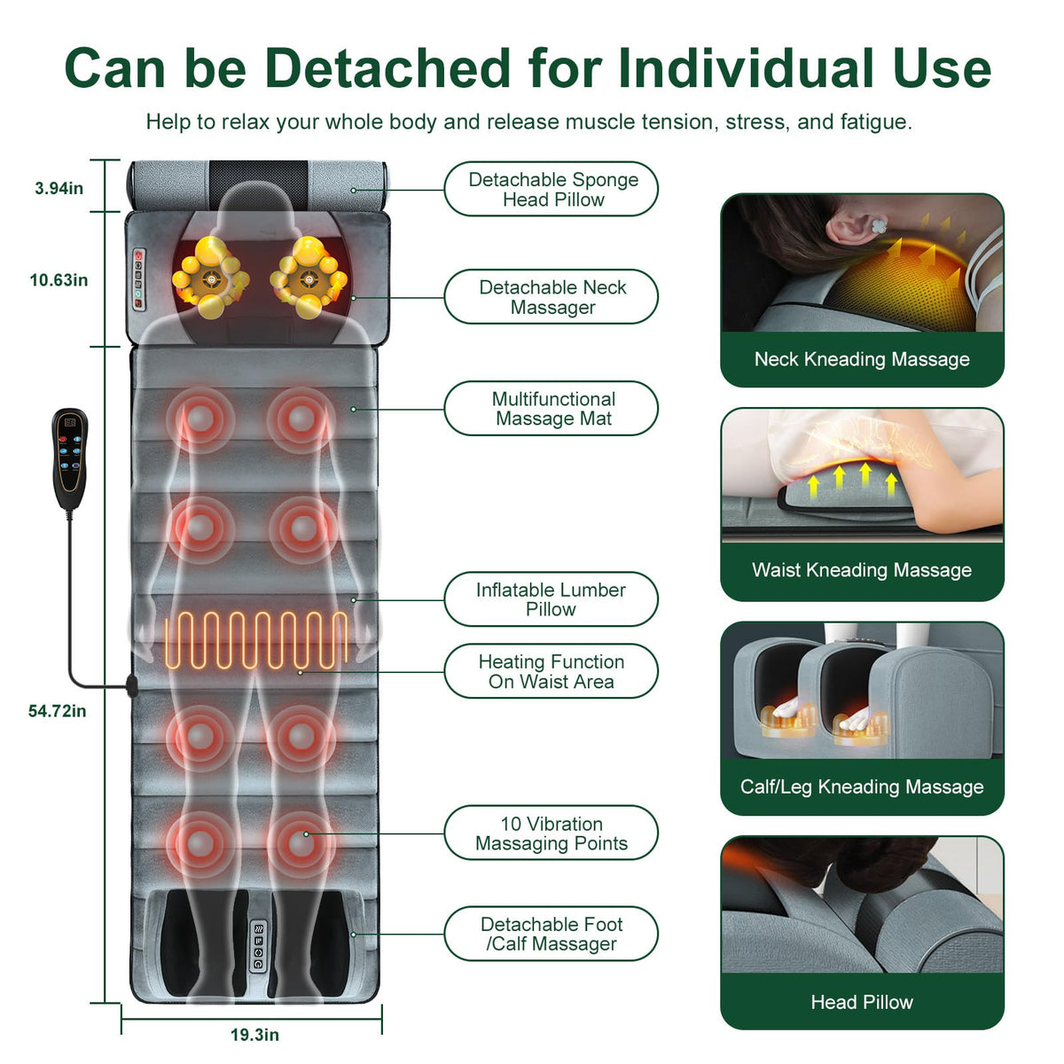 Full Body Massage Mat with Heat C4598