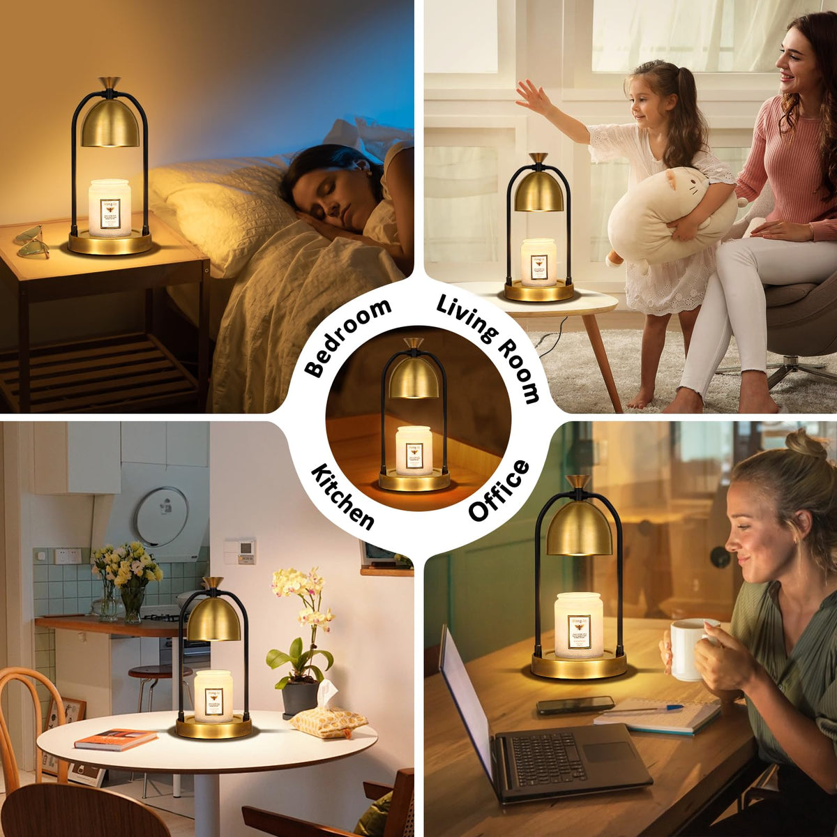 Gold Candle Warmer Lamp with Timer M950562
