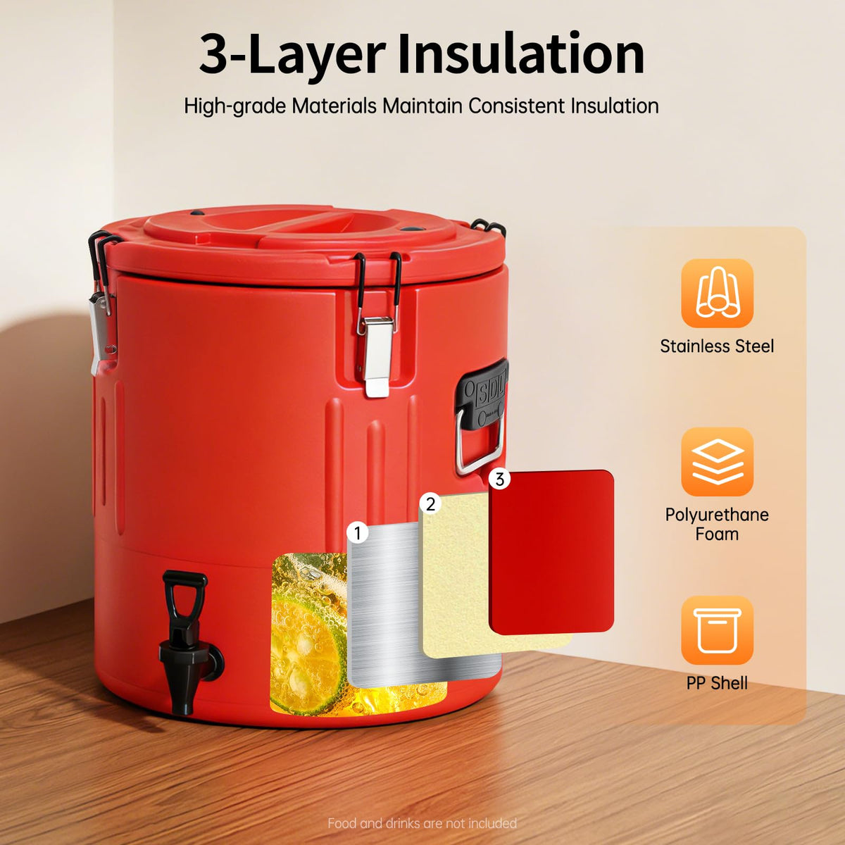 40L Stainless Steel Insulated Drink Dispenser with Faucet A62355