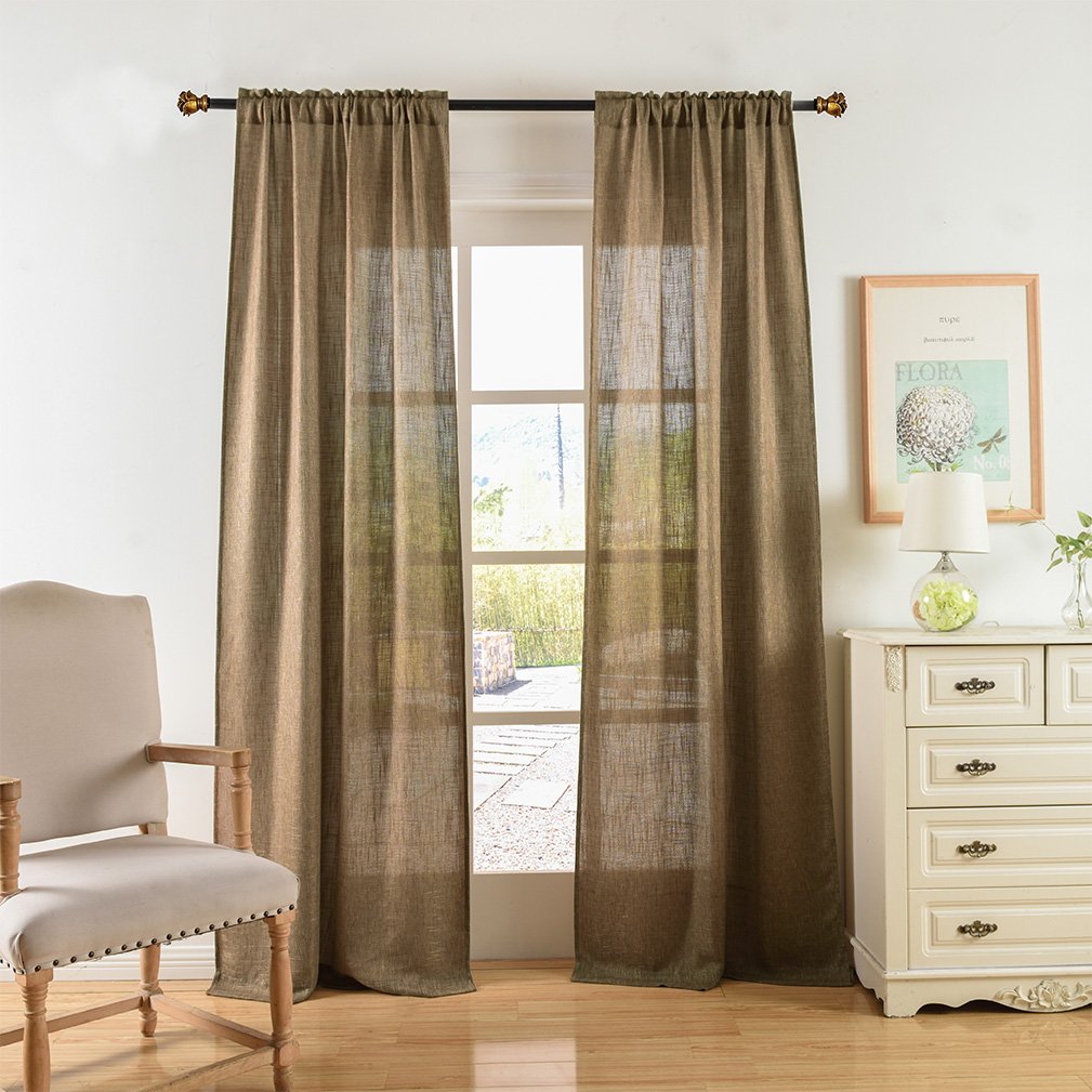 Soft Burlap Natural Tan Rod Pocket Window Curtain Panel 37" x 84" P95642