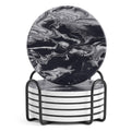 Black Marble Style Ceramic Coasters Set of 6 with Holder S5278