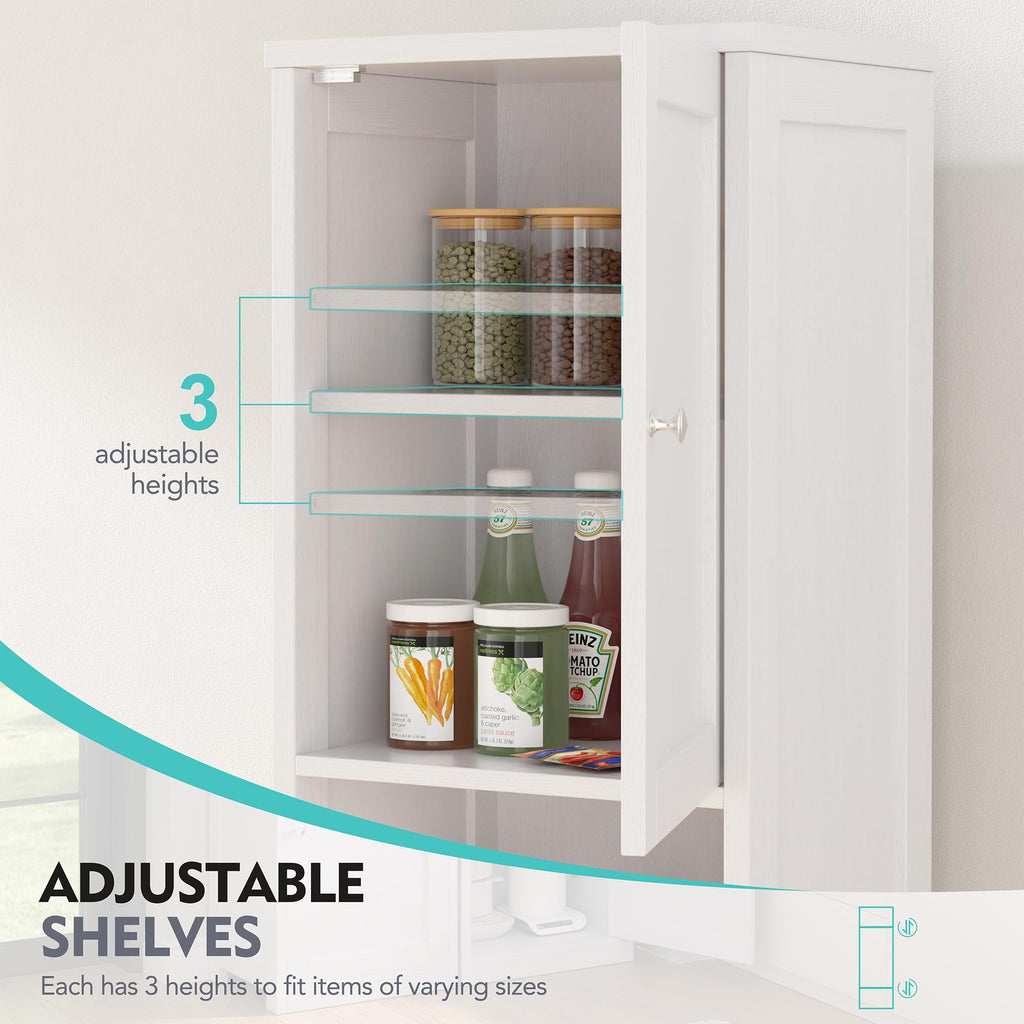 Tall Narrow Bathroom Storage Cabinet with Adjustable Shelves, White K572797