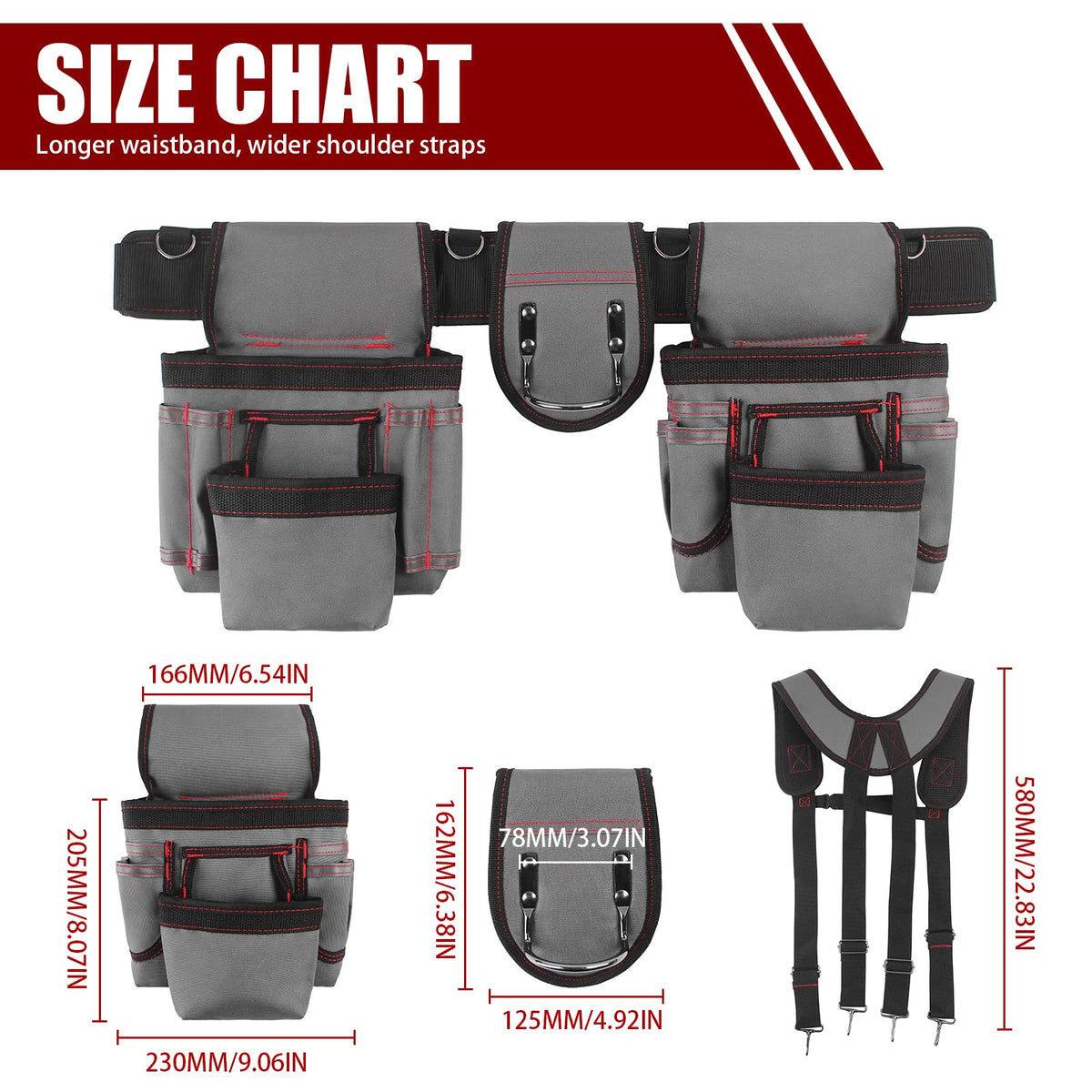 Heavy Duty 22 Pockets Adjustable Tool Belt J6514
