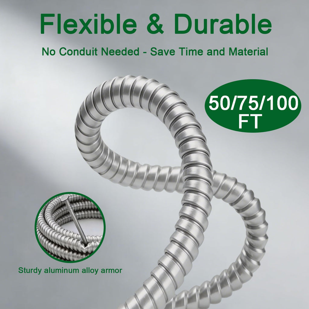 10 AWG Metal Clad Cable with Ground 50FT J56819