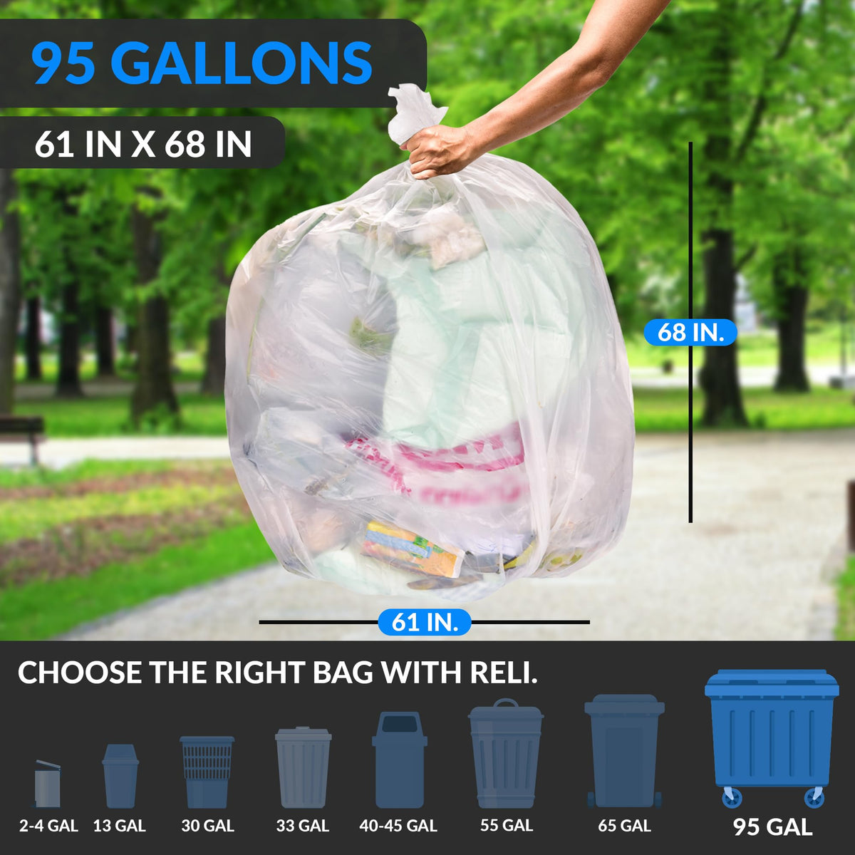 95 Gallon Heavy Duty Trash Bags O1249