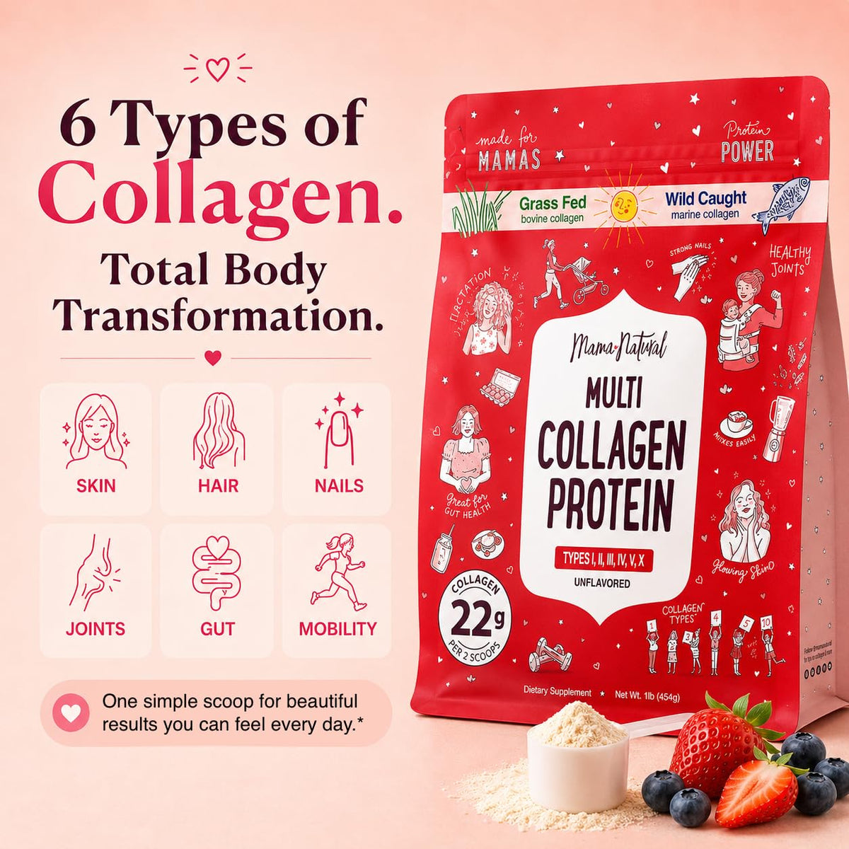 Unflavored Hydrolyzed Multi Collagen Protein Powder 16 Oz X8915