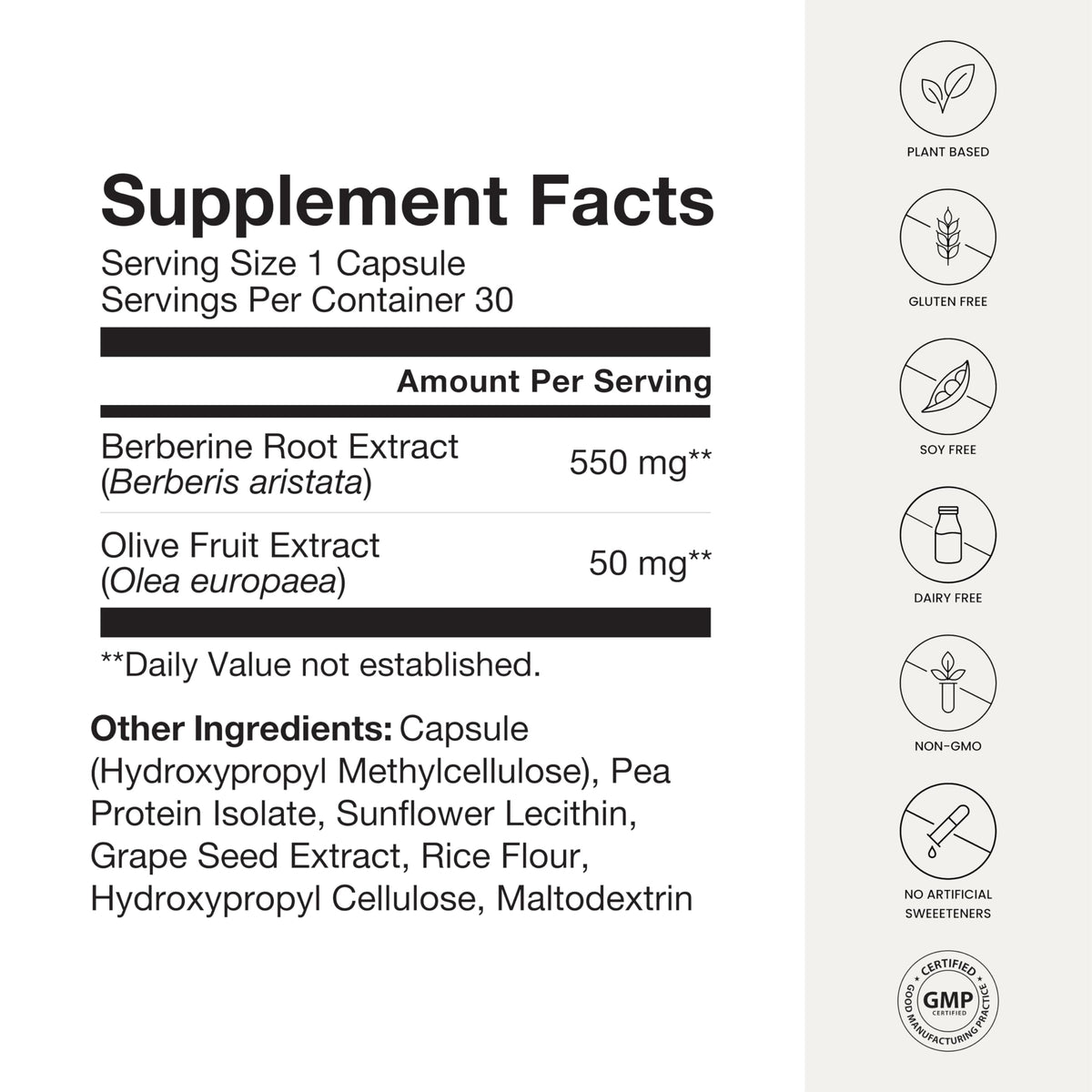 550mg Berberine Capsules 30 Ct O171