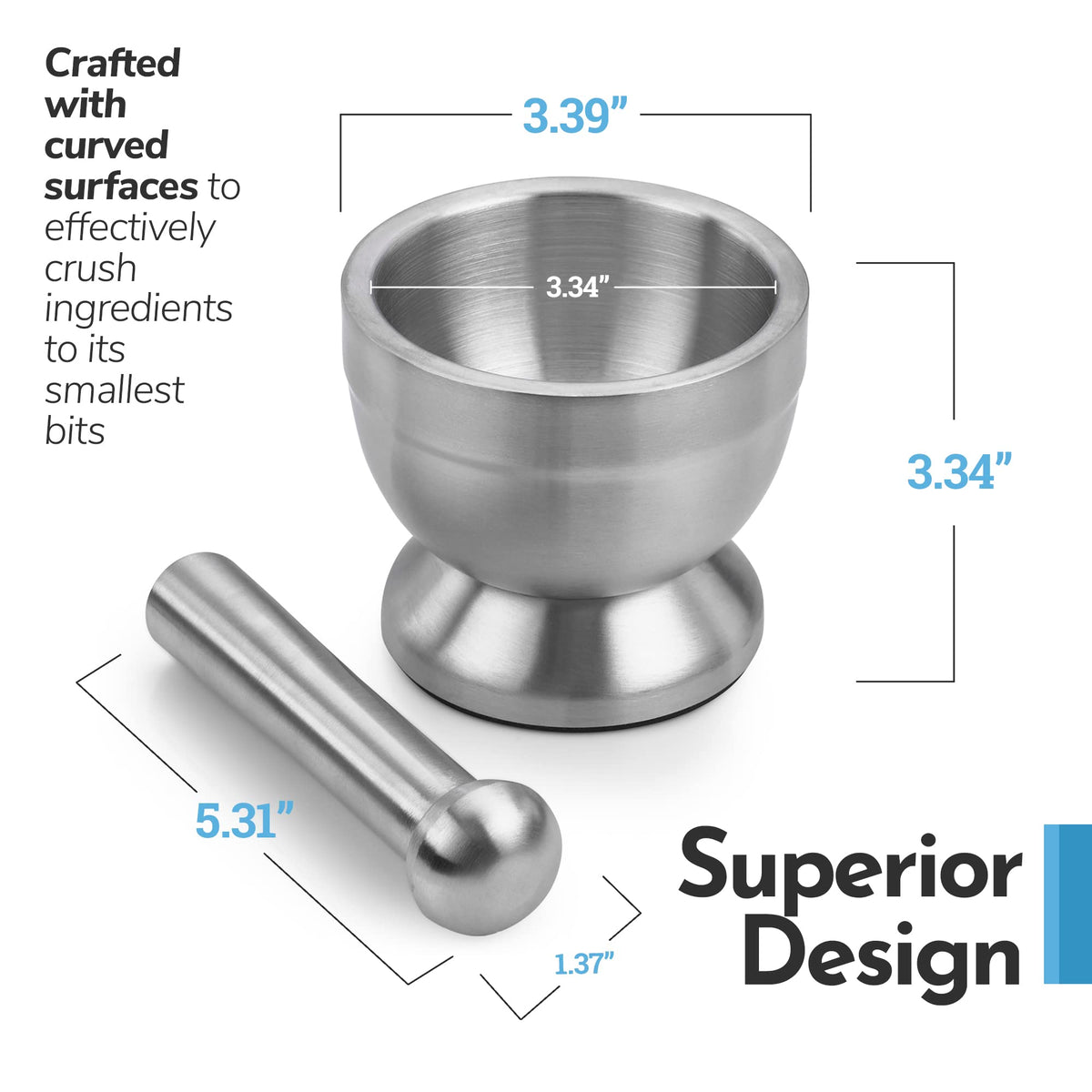 304 Food Grade Stainless Steel Mortar and Pestle Pill Crusher I471512