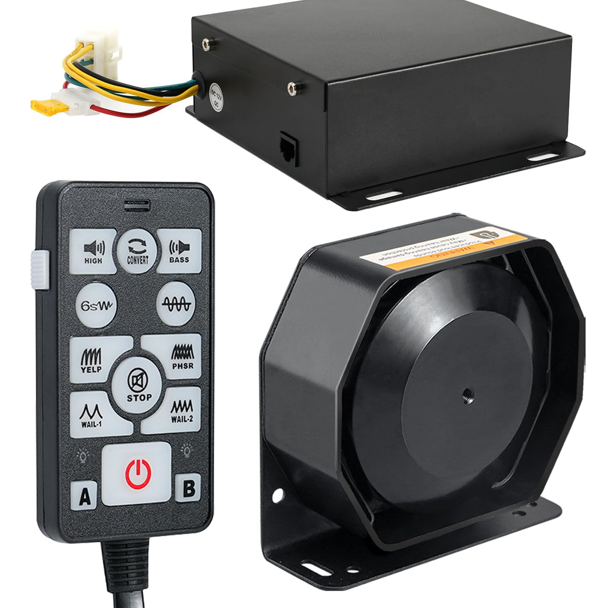 200W Emergency Slim Horn Speaker Siren PA System with Handheld Microphone Y8973
