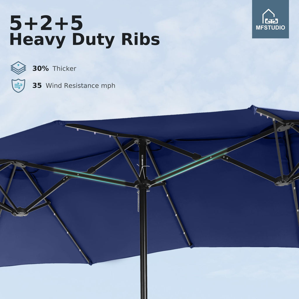 Navy Blue Double-Sided 15ft Patio Umbrella W673413