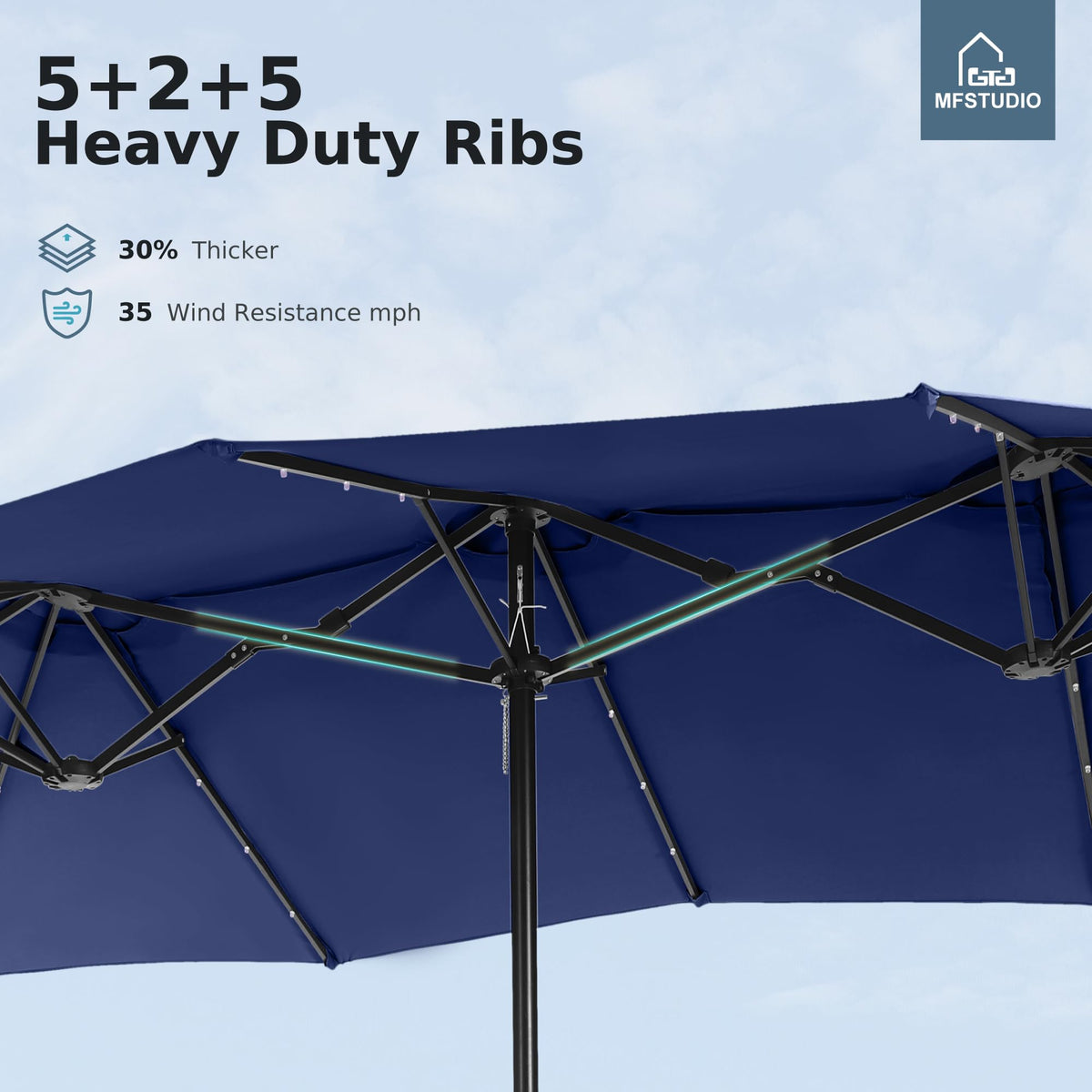 Navy Blue Double-Sided 15ft Patio Umbrella W673413