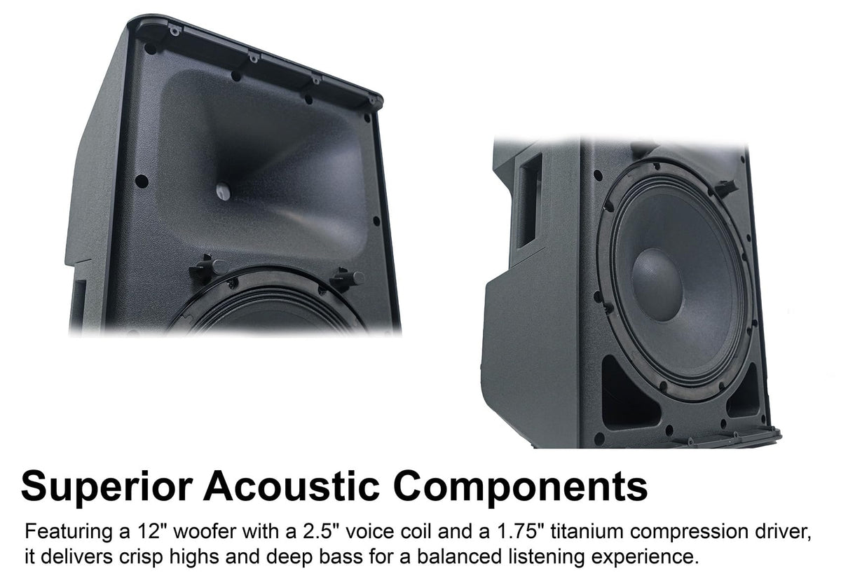 12" Active Powered Speaker with 2-Channel Mixer, 2-Pack C956769