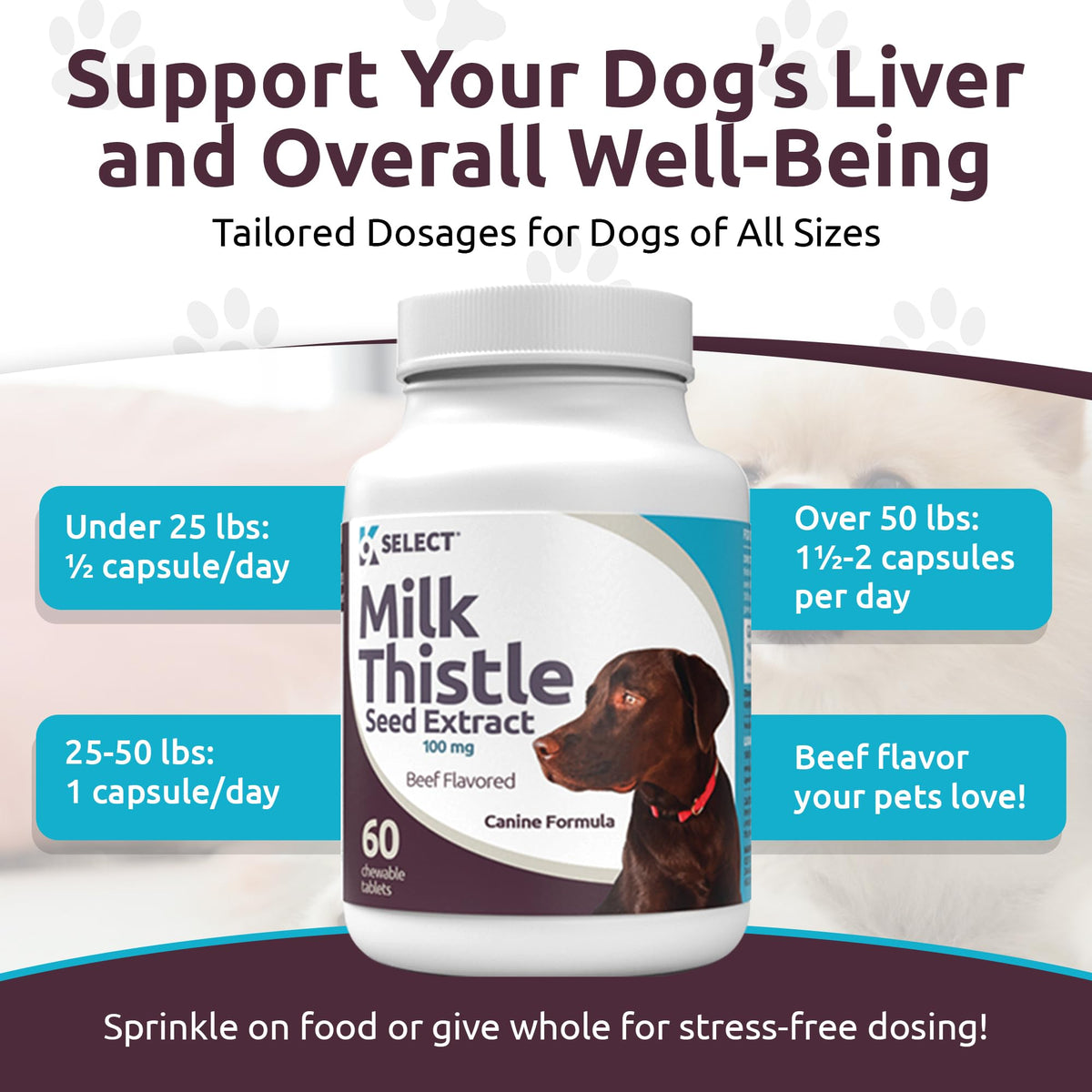 Milk Thistle Liver Support 60 Beef Chewable Tablets Z3611