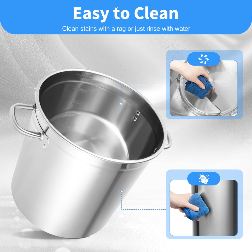 30 QT Stainless Steel Stock Pot with Lid Y244