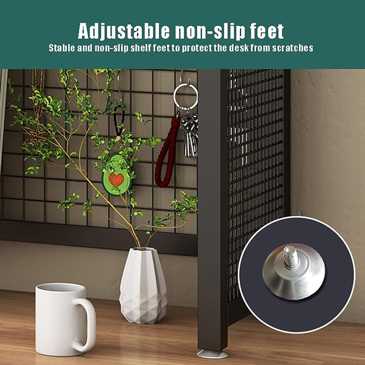 3-Tier Adjustable White Wooden Desktop Bookshelf V725927