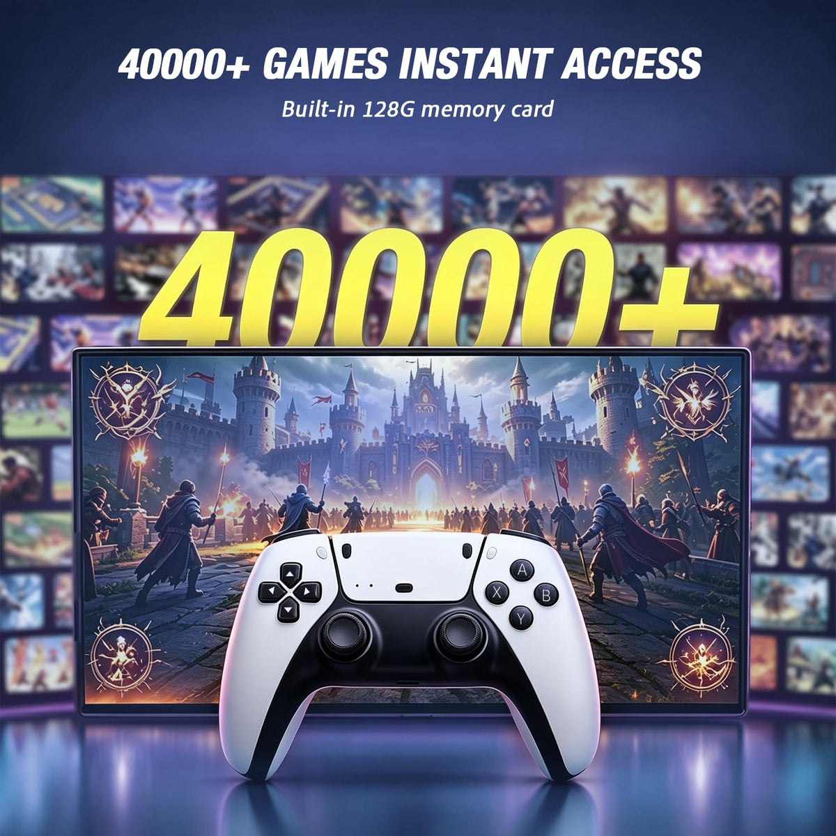 Wireless Retro Game Console with 4K Output and 2.4G Controllers 128GB V4139