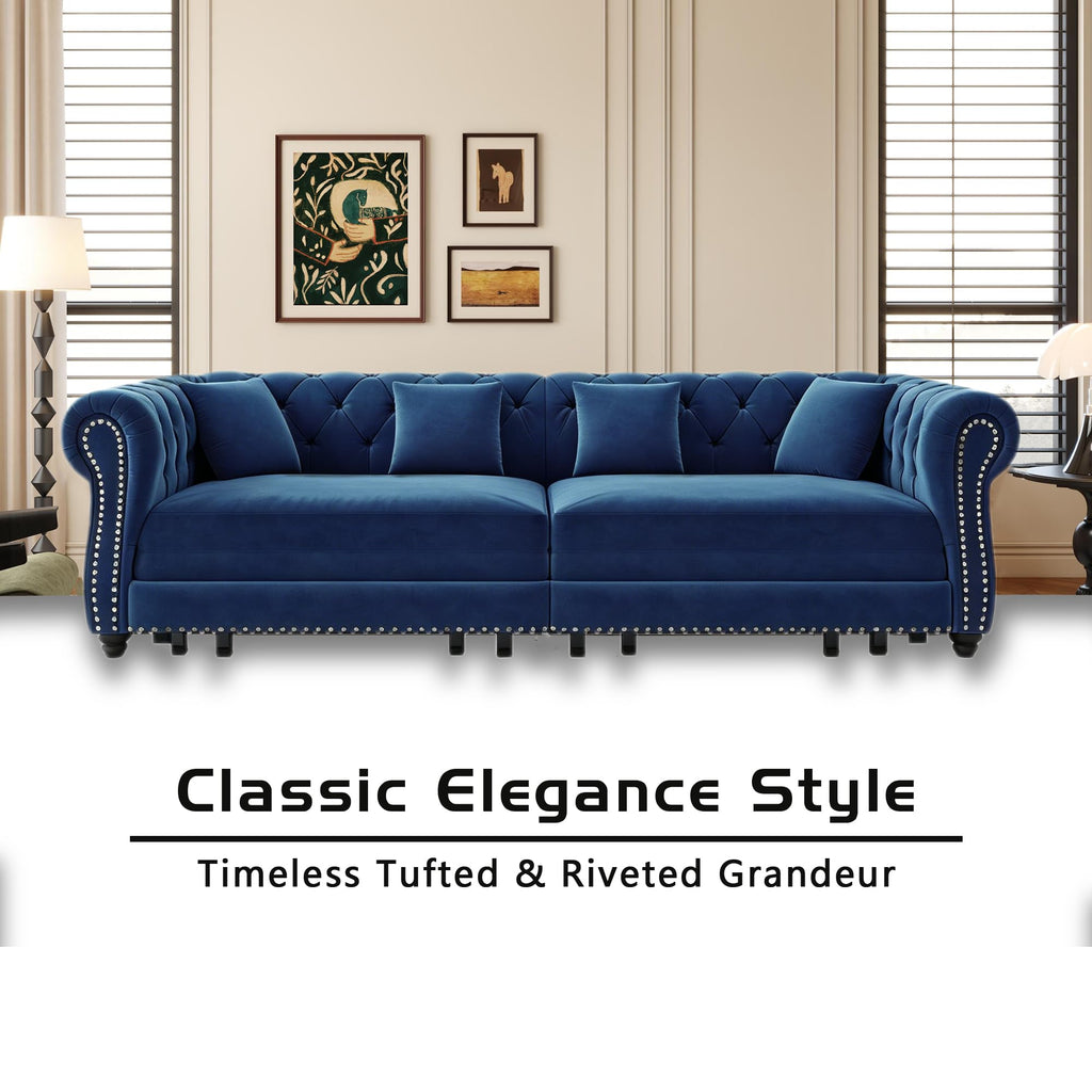 Blue Velvet Pull Out Sleeper Sofa Bed E92424