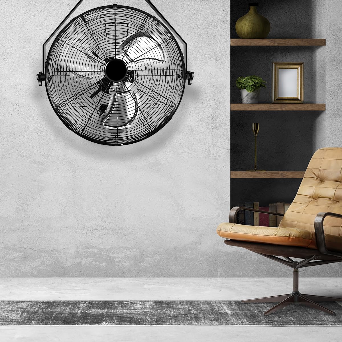Black Industrial Metal Floor Fan F78184