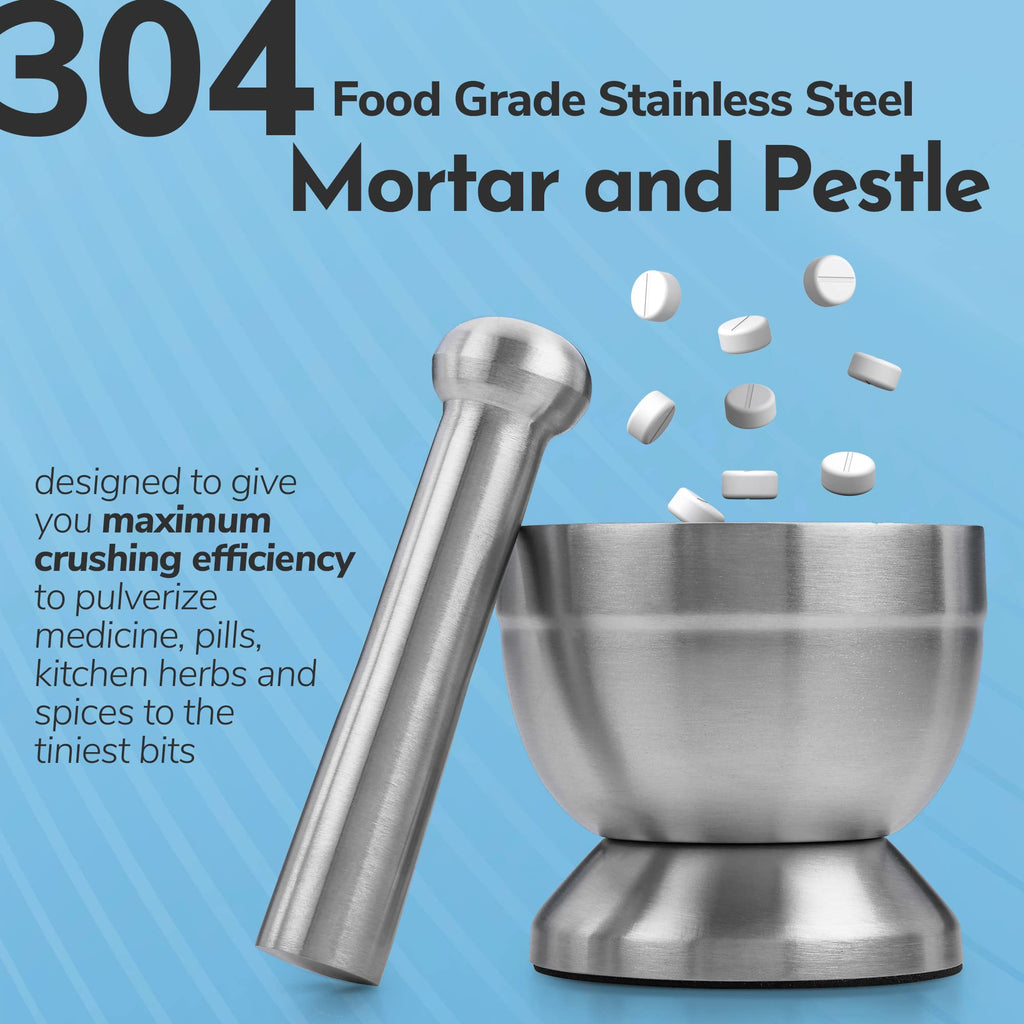 304 Food Grade Stainless Steel Mortar and Pestle Pill Crusher I471512