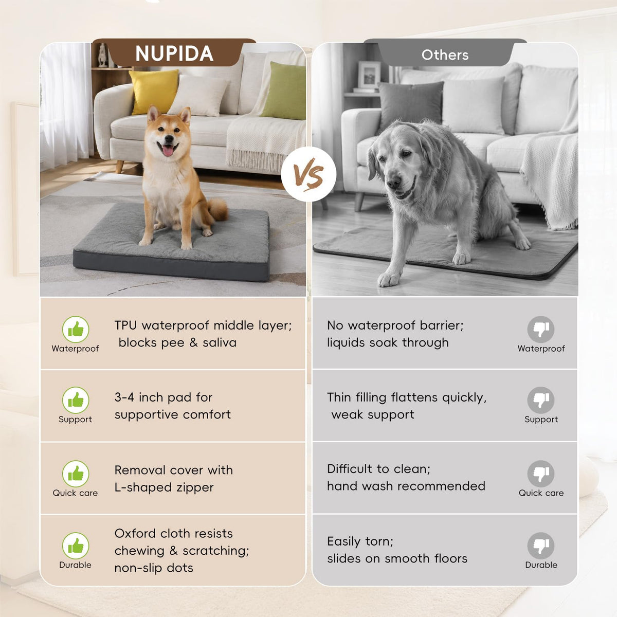 Large Plush Dog Bed with Washable Cover Y93689