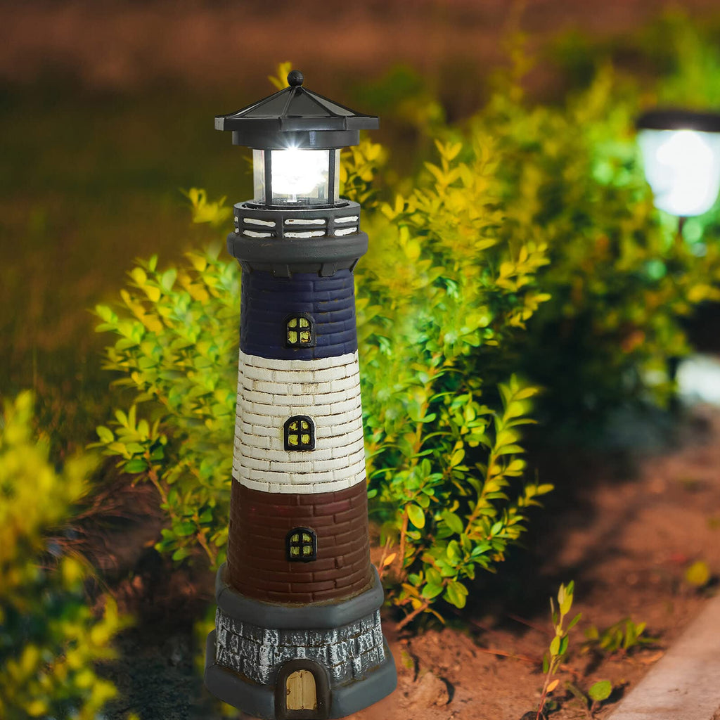 Solar Lighthouse Garden Lights Outdoor Waterproof Resin Statue Lamp M7048