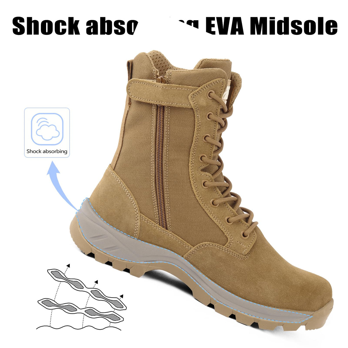 Lightweight Tactical Boots with Side Zipper C423717