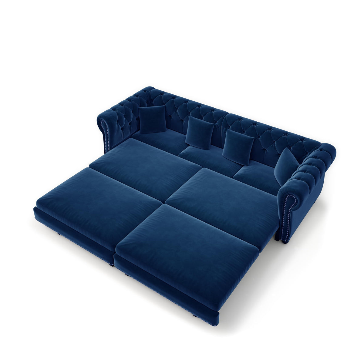 Blue Velvet Pull Out Sleeper Sofa Bed E92424