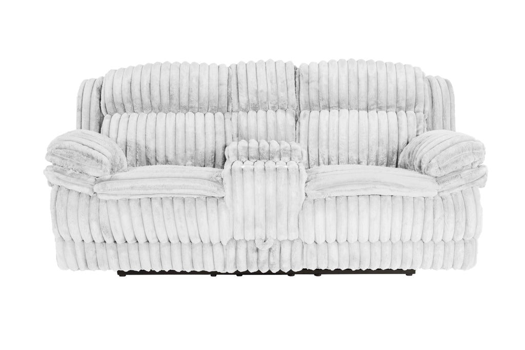 Light Gray Corduroy Loveseat Recliner with Console Drawer U4000