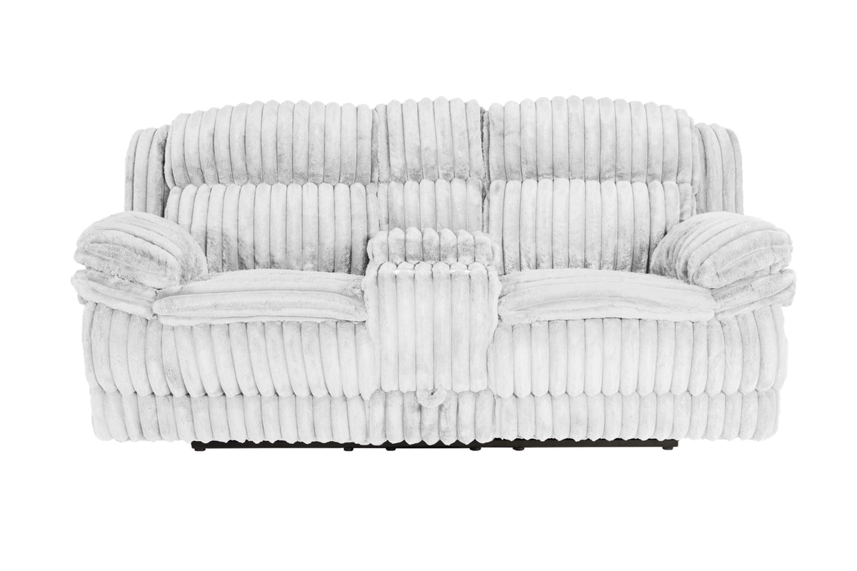 Light Gray Corduroy Loveseat Recliner with Console Drawer U4000