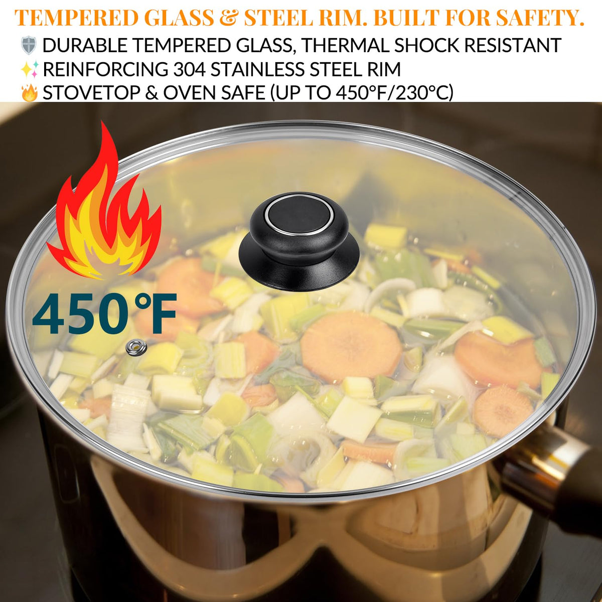 12 Inch Tempered Glass Lid E133