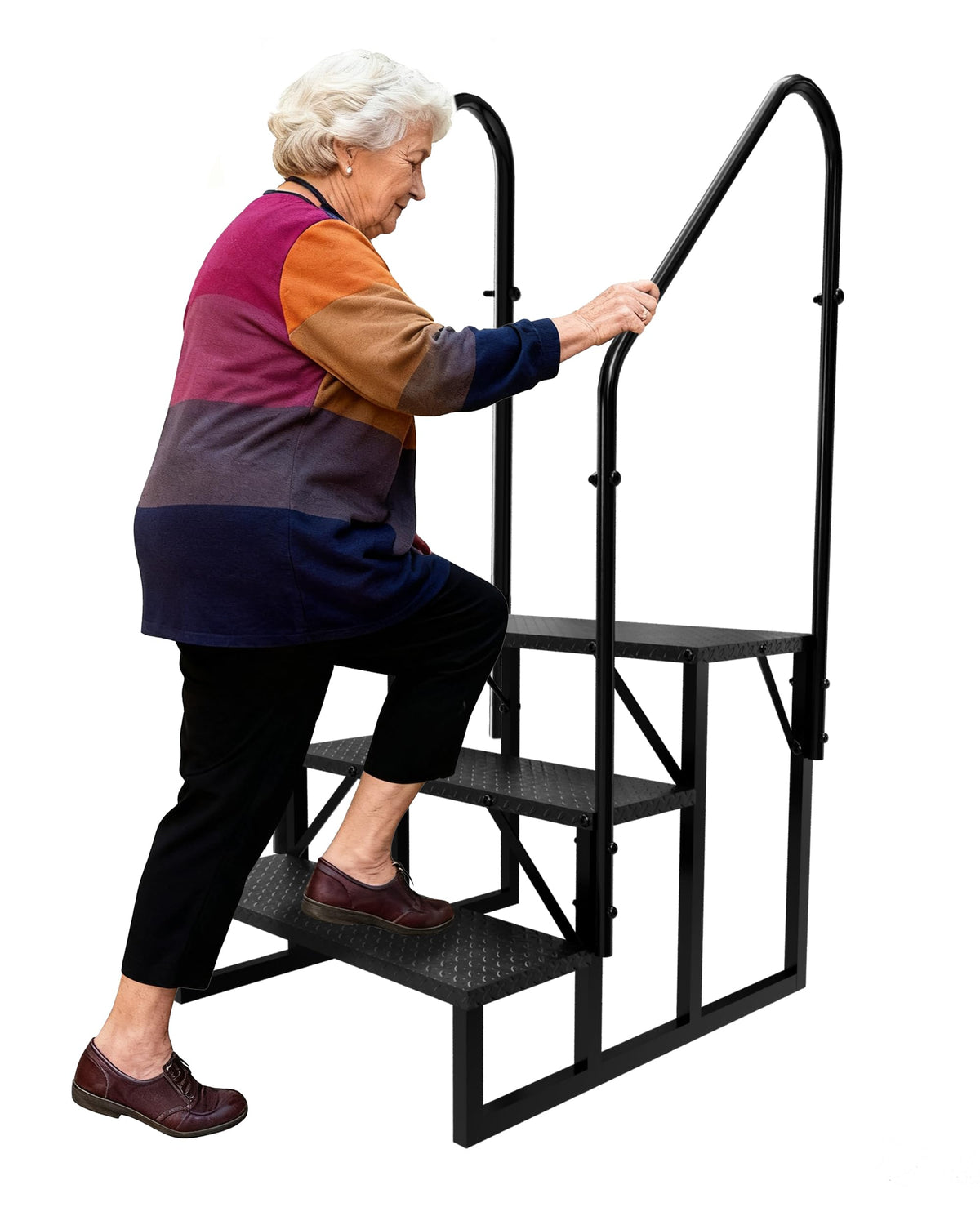 3 Step RV Steps with 2 Handrails J9485