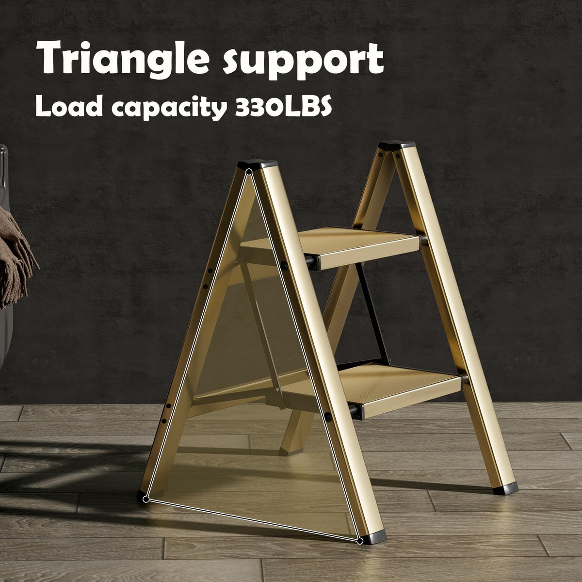 2 Step Aluminum Foldable Step Stool H308032
