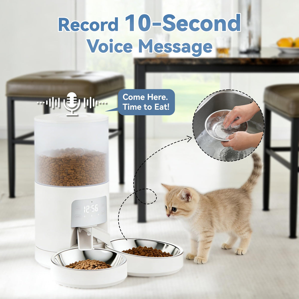 Automatic Cat Feeder for 2 Cats, 6L White F29798