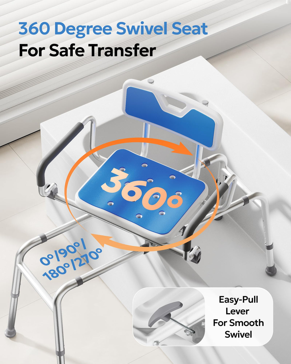 Sliding Shower Chair with 360° Swivel Seat B265