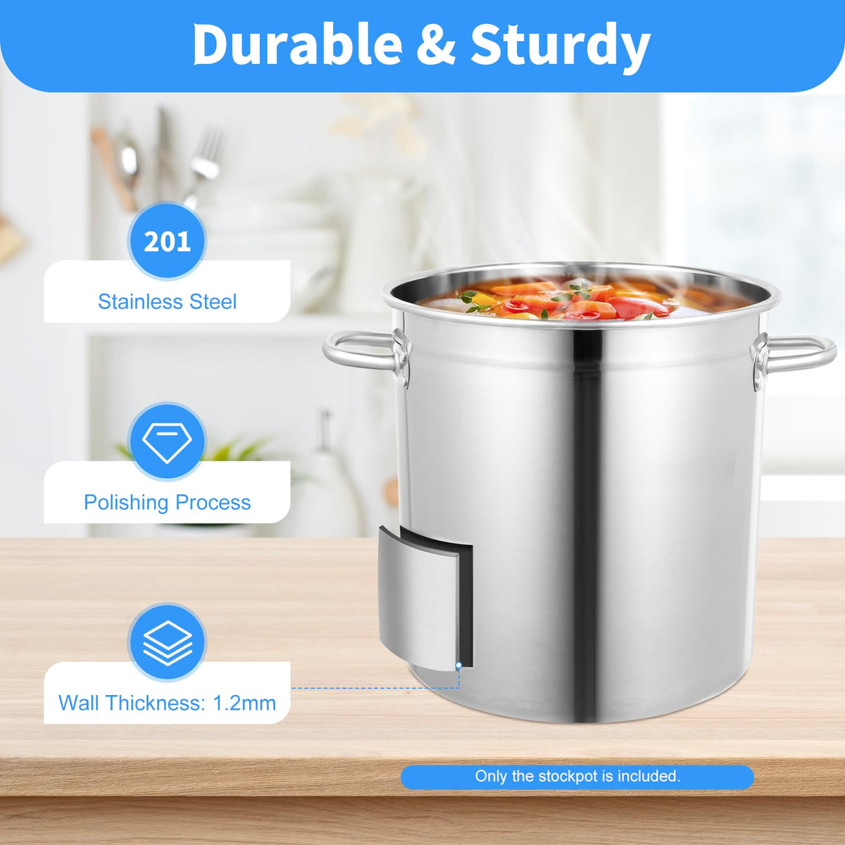 30 QT Stainless Steel Stock Pot with Lid Y244