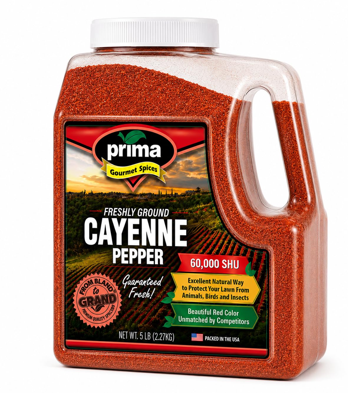 Cayenne Pepper Powder 5 LBS Bulk Kitchen Jug 60,000 SHU Extra Hot All Natural Gluten Free Red Ground Pepper K20177