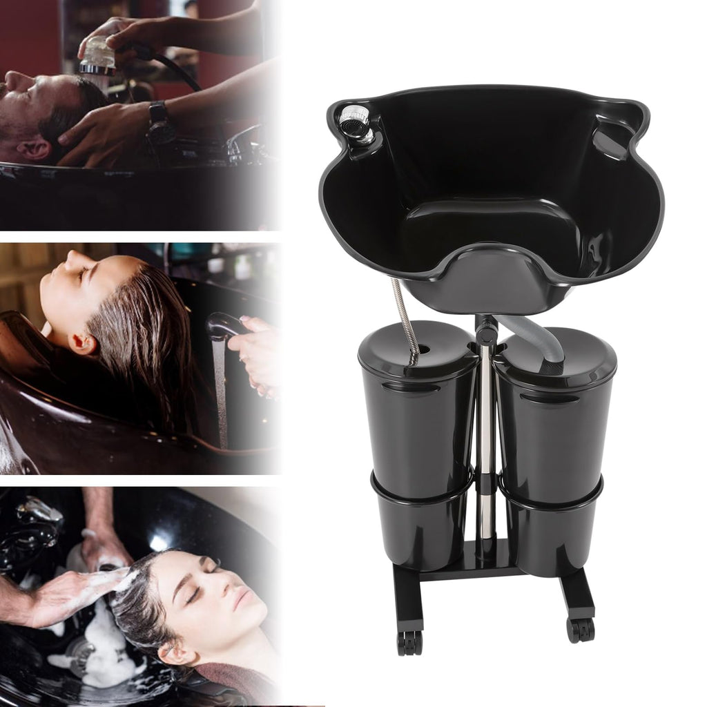Portable Shampoo Bowl with Electric Pump, 2 Bucket Height Adjustable H504968