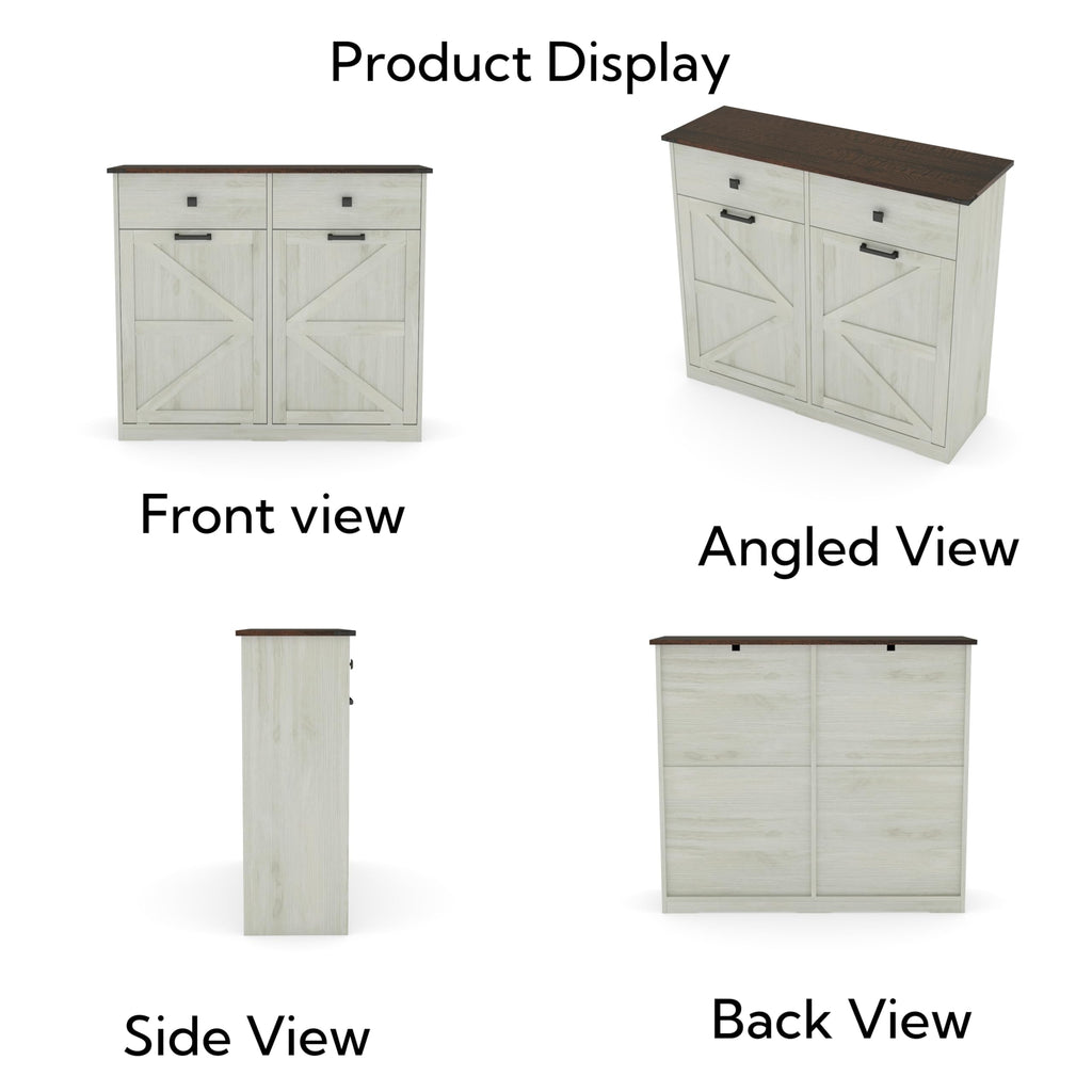 White Double 10 Gallon Tilt Out Trash Can Cabinet B991535