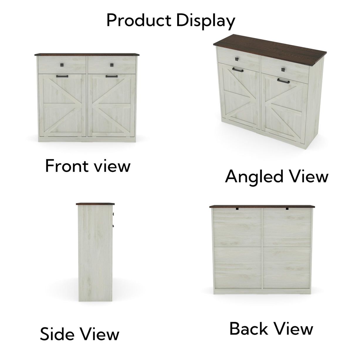 White Double 10 Gallon Tilt Out Trash Can Cabinet B991535