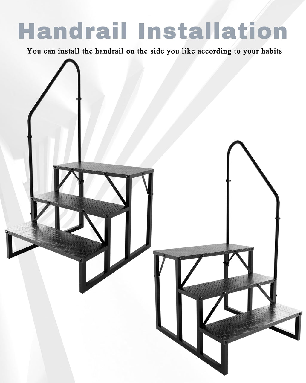 3 Step RV Steps with 2 Handrails J9485