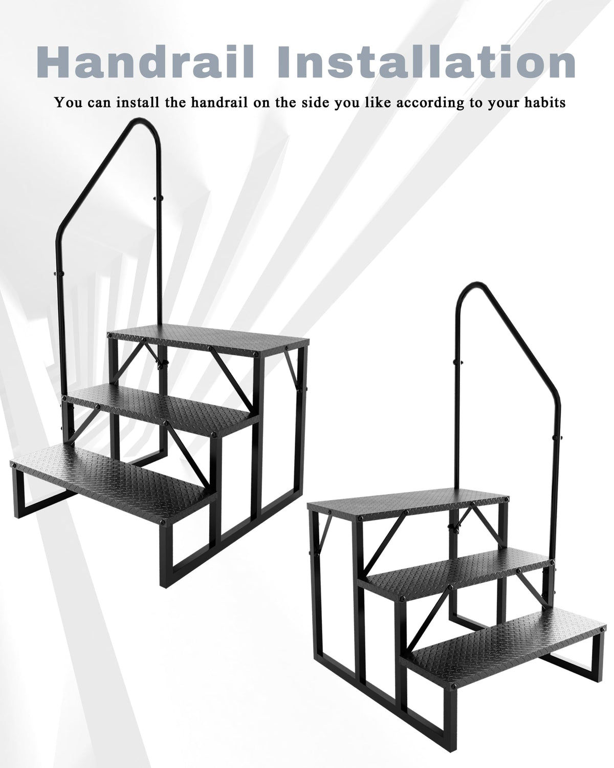 3 Step RV Steps with 2 Handrails J9485