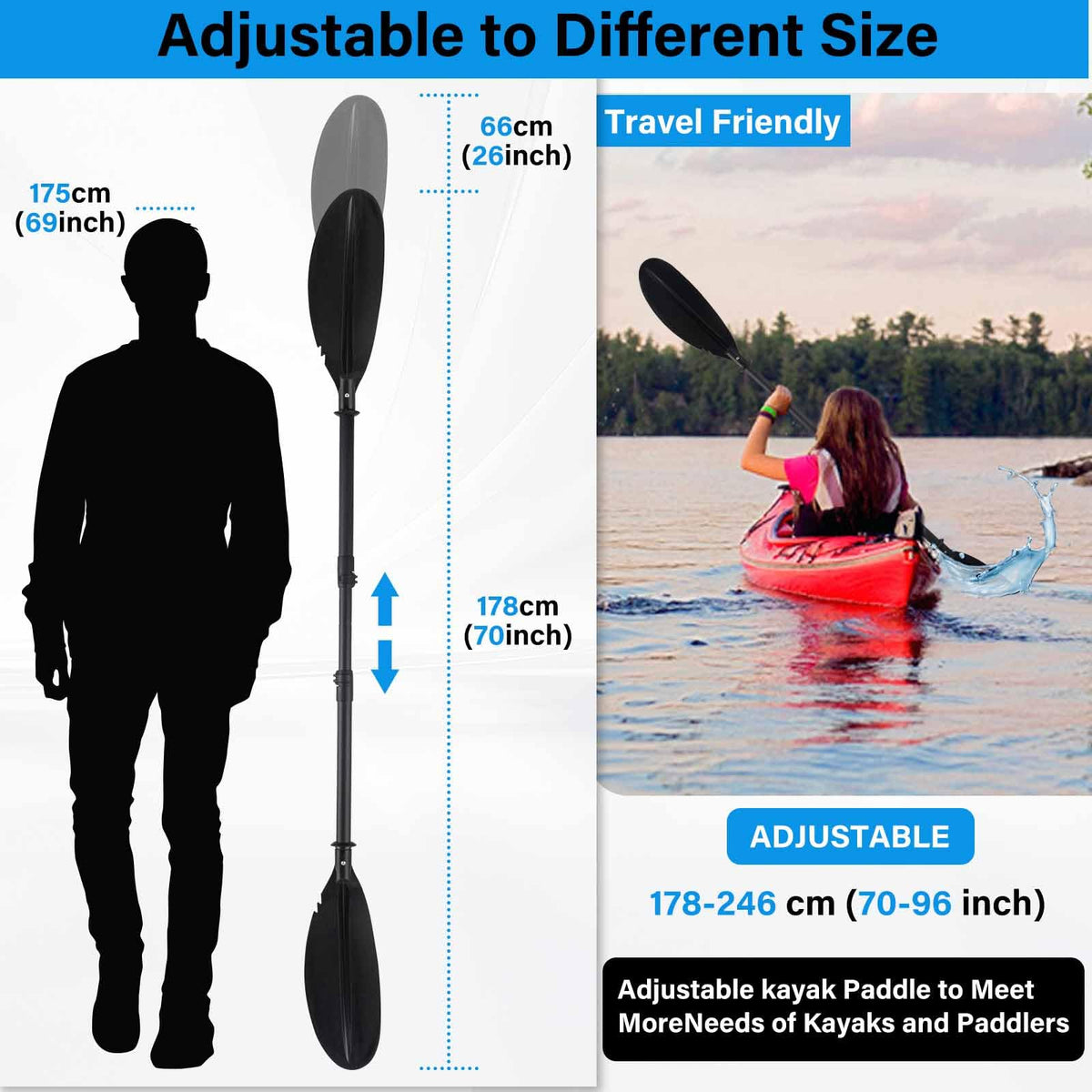 Adjustable Kayak Paddle with Drip Loop R114